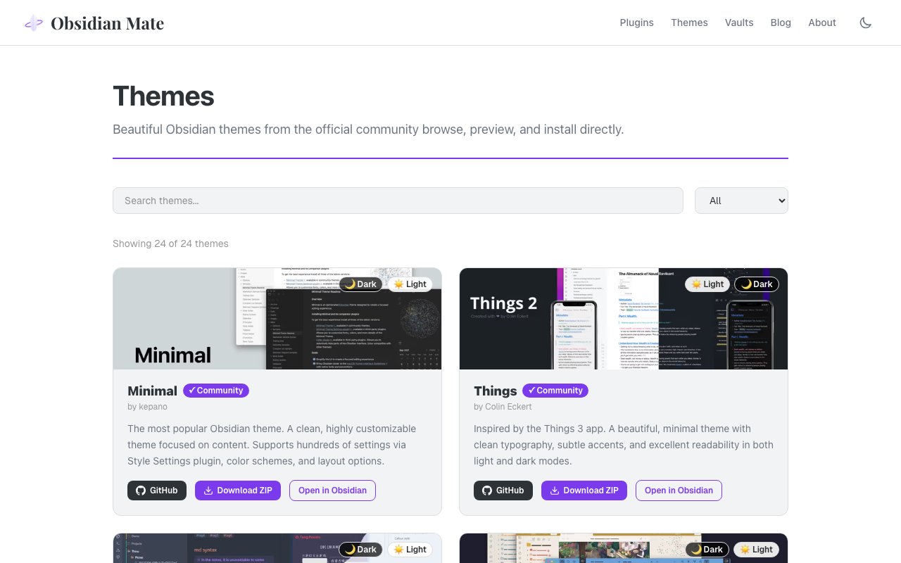 Obsidian Mate Themes 截图